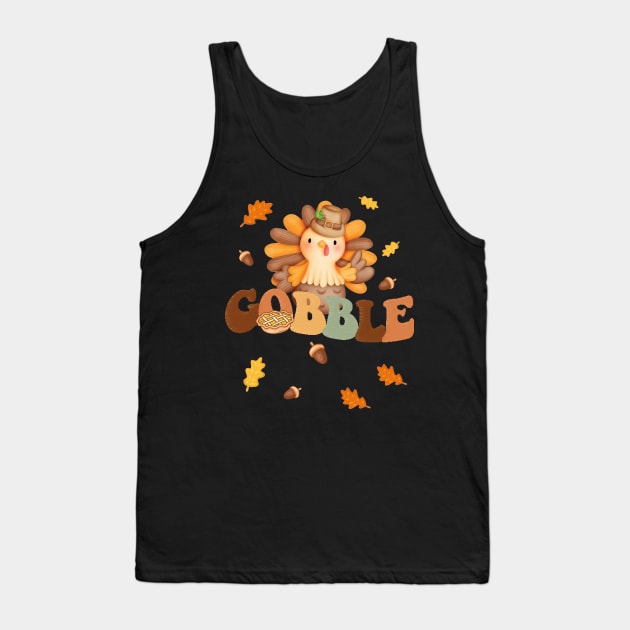 Gobble Gobble Gobble Text Tank Top by i am Cuta